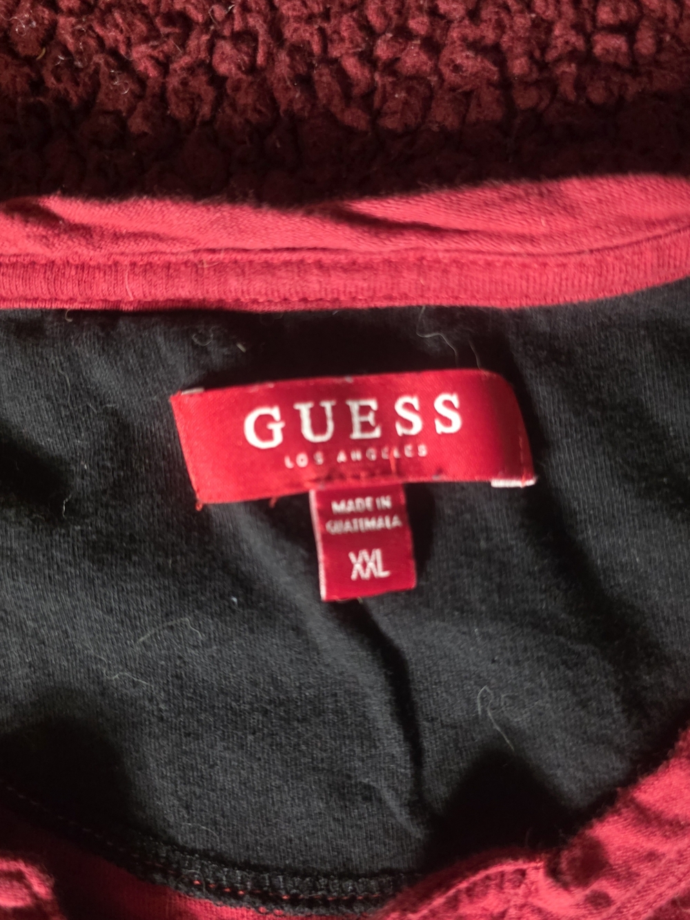 GUESS Denim Men's Red Solid Henley T-Shirt Embroidered Logo Button, XL